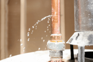 Boiler drain pipe leaking water.