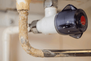 Pipe Damage from Boiler Leaking Water.