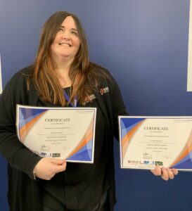 Kay Crampton with Certificates